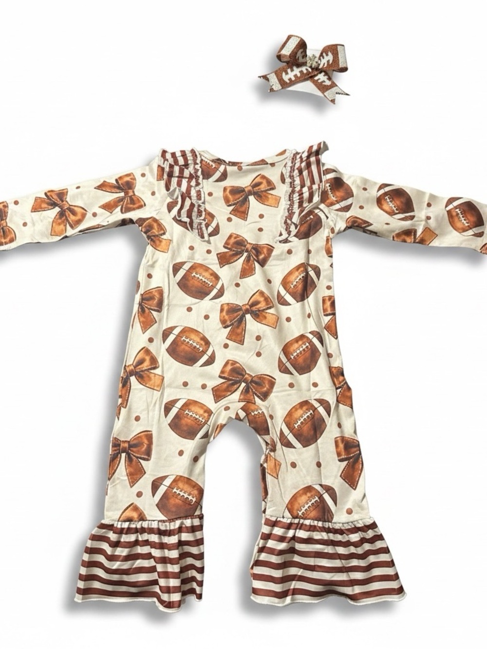 Football Onesie Romper + Matching Hair Bow